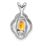 Sterling Silver Rhodium-plated Diam. & Citrine Pendant - Image 4