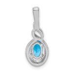 Sterling Silver Rhodium-plated Swiss Blue Topaz & Diam. Pendant - Image 4