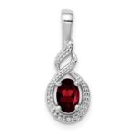 Sterling Silver Rhodium-plated Garnet & Diam. Pendant