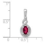 Sterling Silver Rhodium-plated Created Ruby & Diam. Pendant - Image 3