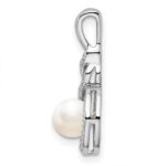 Sterling Silver Rhodium-plated FW Cultured Pearl & Diam. Pendant - Image 2