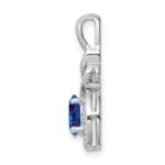 Sterling Silver Rhodium-plated Created Sapphire & Diam. Pendant - Image 2