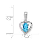 Sterling Silver Rhodium-plated Light Swiss Blue Topaz & Diam. Pendant - Image 4