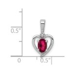 Sterling Silver Rhodium-plated Created Ruby & Diam. Pendant - Image 3