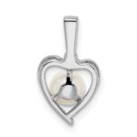 Sterling Silver Rhodium-plated FW Cultured Pearl & Diam. Pendant - Image 4