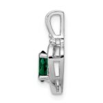 Sterling Silver Rhodium-plated Created Emerald & Diam. Pendant - Image 2