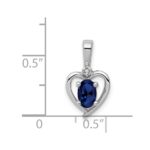 Sterling Silver Rhodium-plated Created Sapphire & Diam. Pendant - Image 3