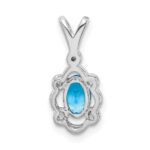 Sterling Silver Rhodium-plated Light Swiss Blue Topaz & Diam. Pendant - Image 4