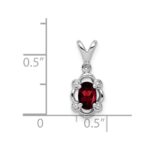 Sterling Silver Rhodium-plated Garnet & Diam. & Diam. Pendant - Image 4