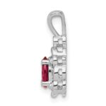 Sterling Silver Rhodium-plated Created Ruby & Diam. Pendant - Image 2