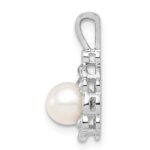 Sterling Silver Rhodium-plated FW Cultured Pearl & Diam. Pendant - Image 2