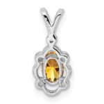Sterling Silver Rhodium-plated Citrine & Diam. Pendant - Image 3