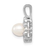 Sterling Silver Rhodium-plated FW Cultured Pearl & Diam. Pendant - Image 2