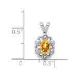 Sterling Silver Rhodium-plated Citrine & Diam. Pendant - Image 3