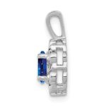 Sterling Silver Rhodium-plated Created Sapphire & Diam. Pendant - Image 2