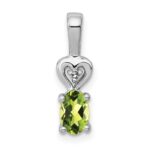 Sterling Silver Rhodium-plated Peridot & Diam. Pendant