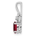 Sterling Silver Rhodium-plated Created Ruby & Diam. Pendant - Image 2