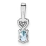 Sterling Silver Rhodium-plated Aquamarine & Diam. Pendant - Image 4