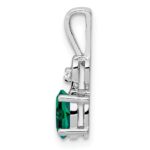 Sterling Silver Rhodium-plated Created Emerald & Diam. Pendant - Image 2