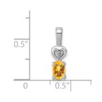 Sterling Silver Rhodium-plated Citrine & Diam. Pendant - Image 3