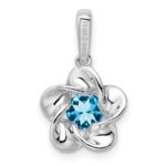 Sterling Silver Rhodium-plated Floral Blue Topaz Pendant - Image 4