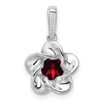 Sterling Silver Rhodium-plated Floral Garnet Pendant - Image 4