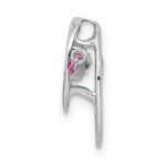 Sterling Silver Rhodium Plated Pink CZ Birthstone Vibrant Chain Slide - Image 2