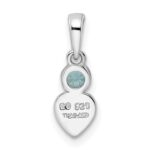 Sterling Silver Rhodium-plated Polished LS Blue Topaz Heart Pendant - Image 4