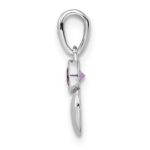 Sterling Silver Rhodium-plated Polished Amethyst Heart Pendant - Image 2