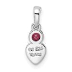 Sterling Silver Rhodium-plated Polished Rhodolite Garnet Heart Pendant - Image 4
