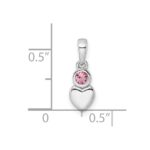 Sterling Silver Rhodium-plated Polished Pink Tourmaline Heart Pendant - Image 3