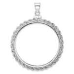 Wideband Distinguished Coin Jewelry Sterling Silver Polished Rope 39.4 x 3.1mm 1 oz. Screw Top Coin Bezel Pendant - Image 3