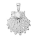 De-Ani Sterling Silver Rhodium-Plated Polished and Textured Lions Paw Shell Pendant