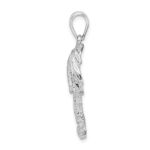 De-Ani Sterling Silver Rhodium-Plated Polished and Textured Double Palm Tree Pendant - Image 2