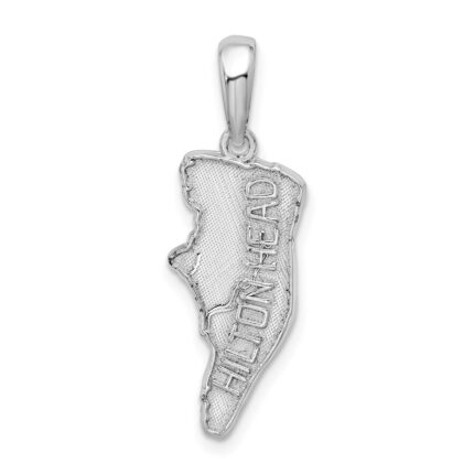De-Ani Sterling Silver Rhodium-Plated Polished and Textured Hilton Head Map Pendant