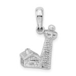 De-Ani Sterling Silver Rhodium-Plated Polished and Textured 3D Lighthouse Pendant - Image 3