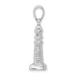 De-Ani Sterling Silver Rhodium-Plated Polished and Textured 3D Lighthouse Pendant - Image 2