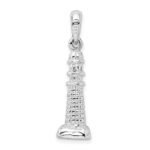 De-Ani Sterling Silver Rhodium-Plated Polished and Textured 3D Lighthouse Pendant - Image 3