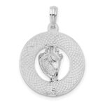De-Ani Sterling Silver Rhodium-Plated Polished Marco Island with Shell Pendant - Image 3