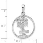 De-Ani Sterling Silver Rhodium-Plated Polished Marco Island Palm Tree Pendant - Image 4