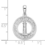 De-Ani Sterling Silver Rhodium-Plated Polished Booth Bay Lighthouse Circle Pendant - Image 4