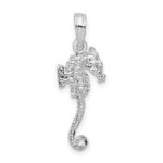 De-Ani Sterling Silver Rhodium-Plated Polished and Textured 3D Sea Horse Pendant - Image 3