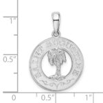 De-Ani Sterling Silver Rhodium-Plated St. Augustine with Palm Tree Circle Pendant - Image 4