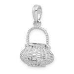 De-Ani Sterling Silver Rhodium-Plated 3D Flower Basket Moveable Handle Pendant - Image 4