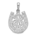 De-Ani Sterling Silver Rhodium-Plated Polished Dollar Sign In Horse Shoe Pendant - Image 3