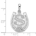 De-Ani Sterling Silver Rhodium-Plated Polished Dollar Sign In Horse Shoe Pendant - Image 4