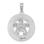 De-Ani Sterling Silver Rhodium-Plated Polished Cape Cod with Starfish Circle Pendant - Image 3