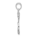 De-Ani Sterling Silver Rhodium-Plated Polished and Textured Anchor with Rope Pendant - Image 2