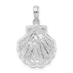 De-Ani Sterling Silver Rhodium-Plated Polished and Textured Shell / Palm Trees Pendant