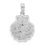 De-Ani Sterling Silver Rhodium-Plated Polished and Textured Shell with Starfish Pendant